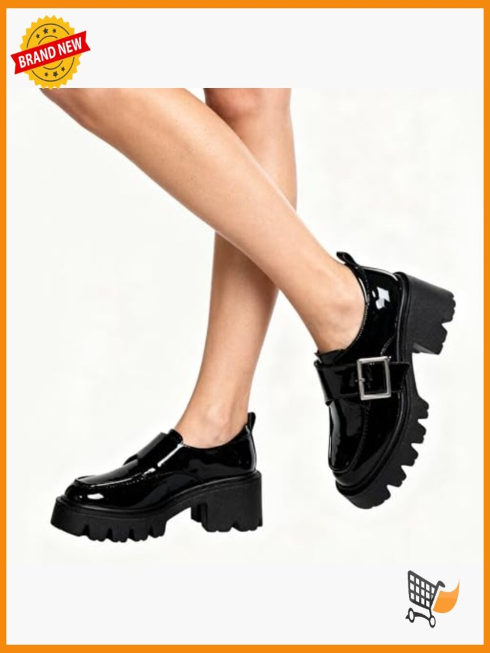 Black Chunky Loafers Slip-On Dressy Shoes for Work Casual - Picture 2 of 6